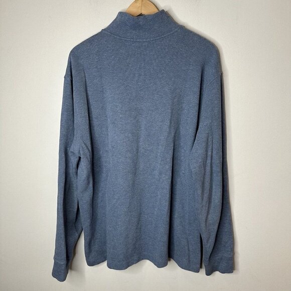 Polo by Ralph Lauren Mens Blue Cotton Mock Neck 1/4 Zip Pullover Sweater Size L - Picture 7 of 9